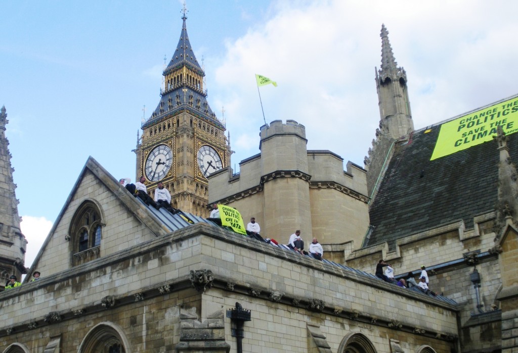 Rooftop Protest: Greenpeace on the Houses of Parliament