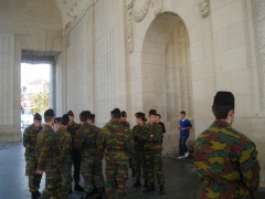 Young troops pause at the Menin Gate, Ypres