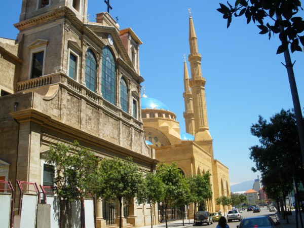Mosque and church side by side, Beirut