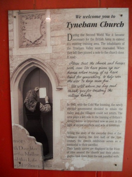 Note on Tyneham Church door 