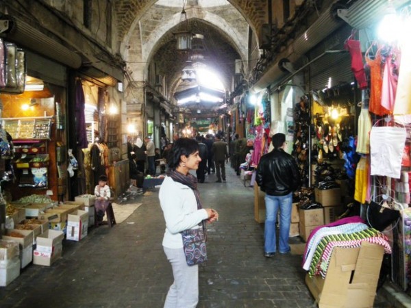 Shopping in the souk in the old town of Aleppo